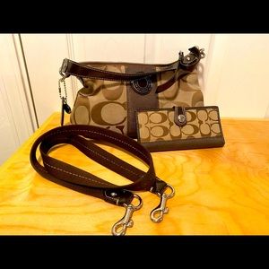 Small Coach purse for shoulder or long, with wallet. Clean